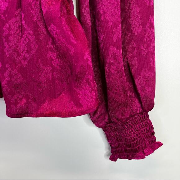 MICHAEL Michael Kors Jacquard Print Faux Wrap Peplum top deep fuchsia - PL - Picture 6 of 11